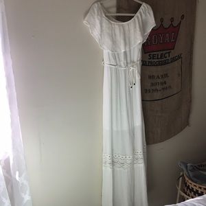 Xhileration white off shoulder dress with lace